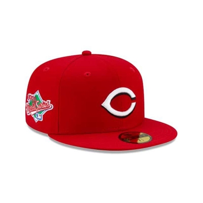 Red Cincinnati Reds Hat - New Era MLB Green Paisley Undervisor 59FIFTY Fitted Caps USA1357984